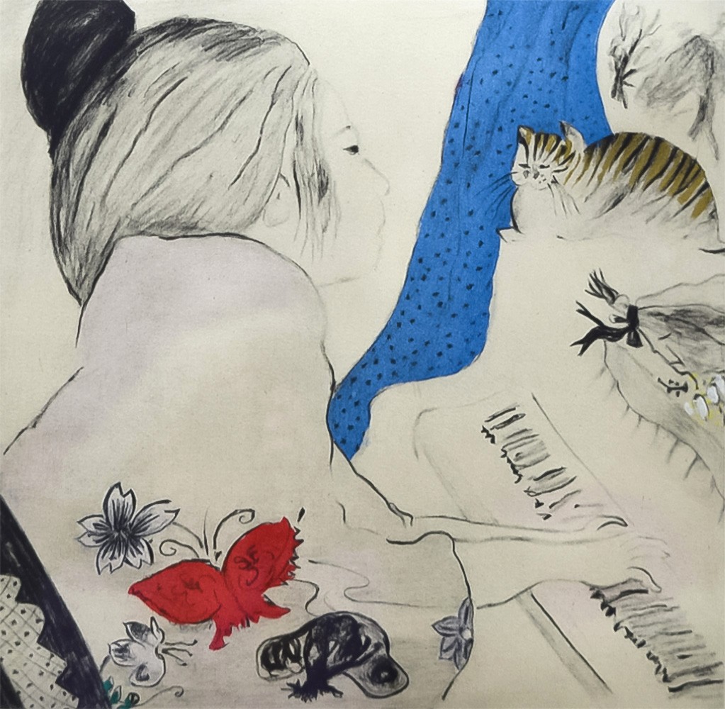 フジコ・ヘミングの絵画作品　タイトルは、ピアノ練習